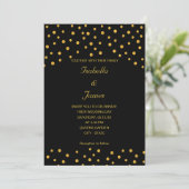 Elegant Black Gold Confetti Einladung (Stehend Vorderseite)