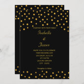 Elegant Black Gold Confetti Einladung (Vorne/Hinten)