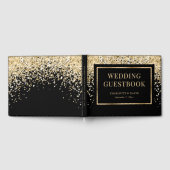 Elegant Black Gold Confetti Wedding Gästebuch (Voll)