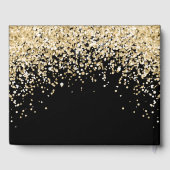 Elegant Black Gold Confetti Wedding Gästebuch (Rückseite)