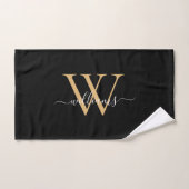 Elegant Black Gold Custom Monogram Script Name Handtuch (Handtuch)
