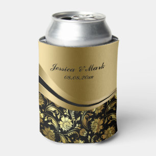 Elegant Black & Gold Damasks Decorative Stripes Dosenkühler