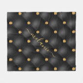 Elegant Black Gold Diamond tuftet Ihren Namen Fleecedecke (Vorderseite (Horizontal))