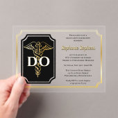 Elegant Black | Gold Doctor DO Graduation Party Acryleinladungen (Insitu (Handheld))