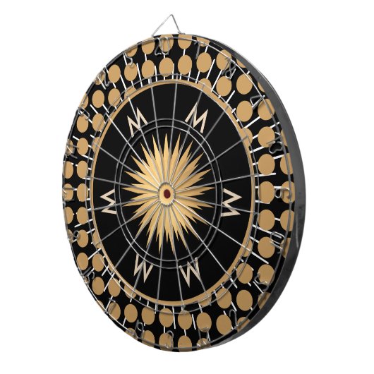 Elegant Black Gold Dot Pattern Monogram Dartscheibe (Vorderseite rechts)