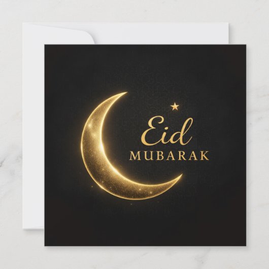 Elegant Black & Gold Eid Mubarak Card – Premium Is Einladung (Vorderseite)