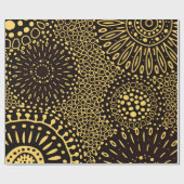 Elegant Black Gold Ethnic Floral Wrapping Paper Geschenkpapier (Flach)