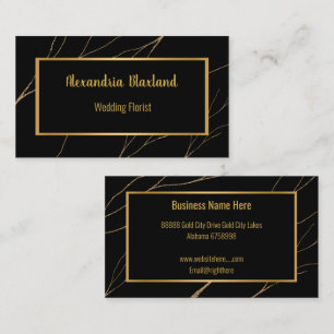 Elegant Black Gold Eucalyptus Thread  Visitenkarte