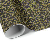 Elegant Black & Gold Filigree Geschenkpapier (Rolleneckpunkt)