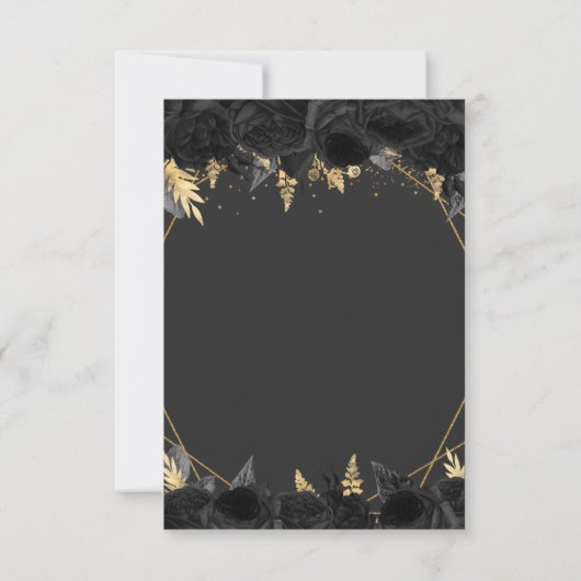 Elegant Black Gold Floral Butterflies Quinceanera RSVP Karte (Rückseite)