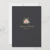 Elegant Black & Gold Floral Wedding Invitation Einladung (Rückseite)