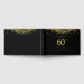Elegant black gold foil Custom 60th birthday  Gästebuch (Voll)