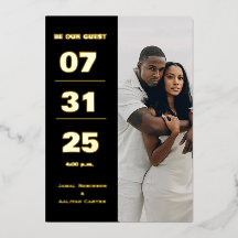 Elegant Black & Gold Foil Wedding Invitation