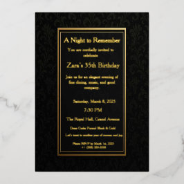 Elegant Black Gold Formal Foil Invitation Folieneinladung