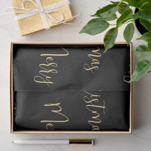 Elegant Black Gold Frohe Weihnachten Seidenpapier (Geschenk)