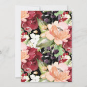 Elegant Black Gold Geometric Burgundy Floral Save The Date (Rückseite)