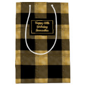 Elegant Black Gold Gift Bag Name Printed Mittlere Geschenktüte (Vorderseite)