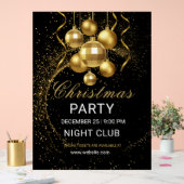 Elegant Black Gold Glitter Christmas Party  Acrylschild (Hochzeit)