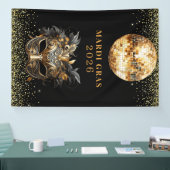 Elegant Black Gold Glitter Mardi Gras 2026 Banner (Messe)
