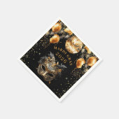 Elegant Black Gold Glitter Mardi Gras 2026 Serviette (Ecke)