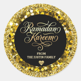 Elegant BLACK Gold Glitter Ramadan  Runder Aufkleber
