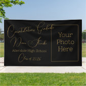 Elegant Black & Gold Graduation Banner (Außenbereich)