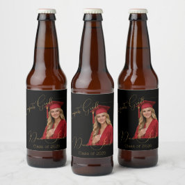 Elegant Black & Gold Graduation Bierflaschenetikett
