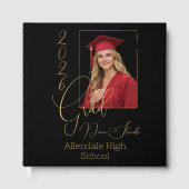 Elegant Black & Gold Graduation Gästebuch (Vorderseite)