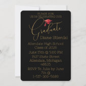 Elegant Black & Gold Graduation Invitation  Einladung (Rückseite)