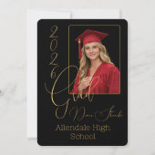 Elegant Black & Gold Graduation Invitation  Einladung (Vorderseite)