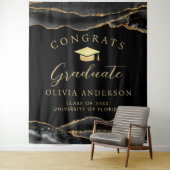 Elegant Black & Gold Graduation Party Backdrop Wandteppich (Beispiel)