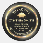 Elegant Black & Gold Graduation  Runder Aufkleber (Vorderseite)