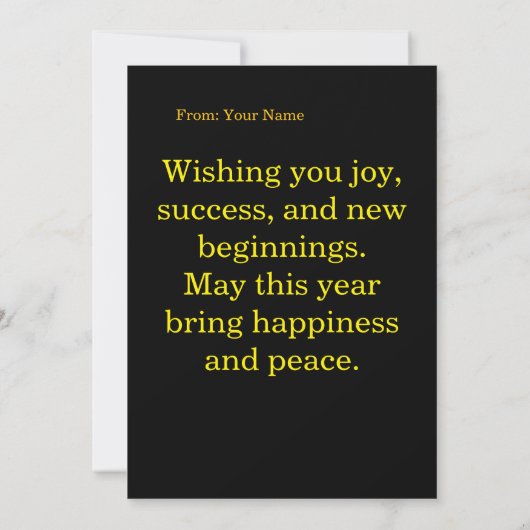Elegant Black & Gold Happy New Year Greeting Card Einladung (Rückseite)