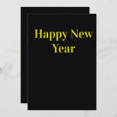 Elegant Black & Gold Happy New Year Greeting Card Einladung (Vorne/Hinten)