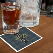 Elegant Black Gold Kariert Monogram Initial Serviette