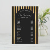 Elegant Black & Gold Lashes Hair Spa Price List (Stehend Vorderseite)