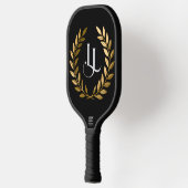 Elegant Black & Gold Laurel Monogram Pickleball Pa Pickleball Schläger (Links)