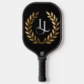 Elegant Black & Gold Laurel Monogram Pickleball Pa Pickleball Schläger (Vorderseite)