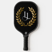 Elegant Black & Gold Laurel Monogram Pickleball Pa Pickleball Schläger (Rückseite)