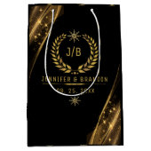 Elegant Black Gold Laurel Treat Festive Design Mittlere Geschenktüte (Vorderseite)