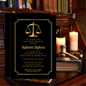 Elegant Black | Gold Law Attorney Graduation Party Einladung