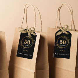Elegant Black Gold Leaf 50th Wedding Anniversary Geschenkanhänger