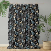 Elegant Black & Gold Leaf Botanical Throw Blanket Fleecedecke