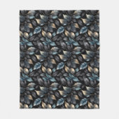 Elegant Black & Gold Leaf Botanical Throw Blanket Fleecedecke (Vorderseite)