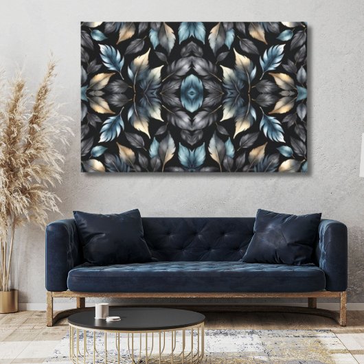 Elegant Black & Gold Leaf Canvas Print Leinwanddruck