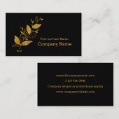 Elegant Black | Gold Leaf Foil Logo Visitenkarte (Vorne/Hinten)