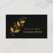 Elegant Black | Gold Leaf Foil Logo Visitenkarte (Vorderseite)