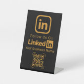 Elegant Black Gold LinkedIn QR Code Business Sign Sockelschild (Vorderseite)