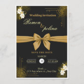 Elegant Black & Gold Luxury Wedding Invitation Einladung (Vorderseite)