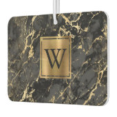 Elegant Black Gold Marble Monogram Autolufterfrischer (Links)